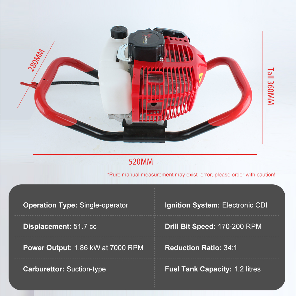 1.86KW Gas Powered Earth Auger - огляд і ціна Post Hole Digger