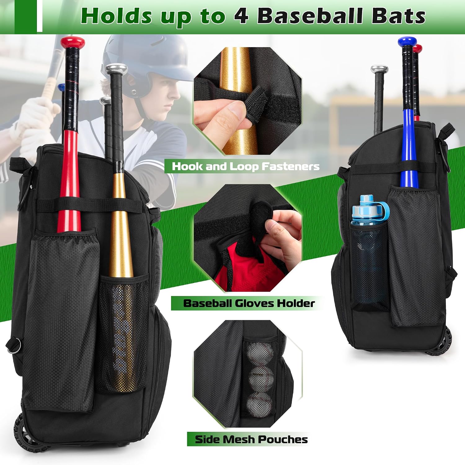 Rolling Baseball Backpack With - огляд і ціна Heavy Equipment Usa